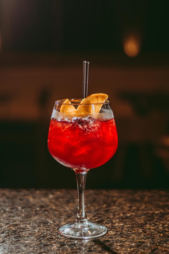 Red Drink with Ice and Lemon