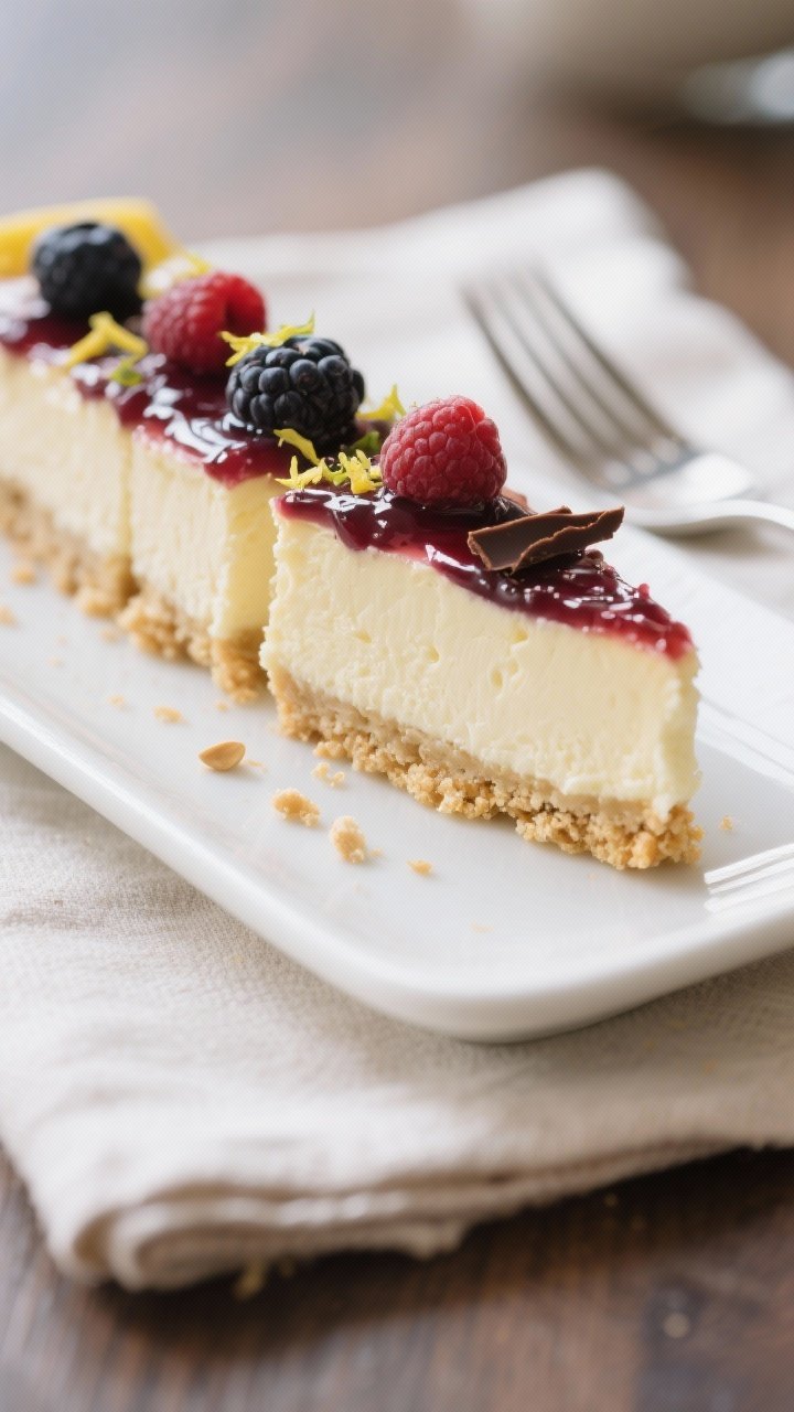 Close-up detail of sliced sugar-free cheesecake bars plated for serving: ultra-creamy, velvety filli