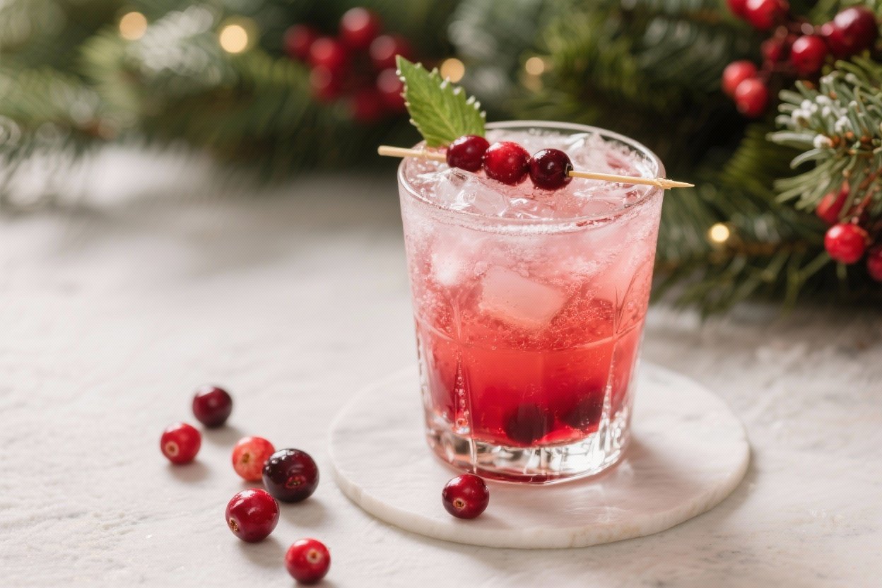Christmas Mocktail With Cranberries